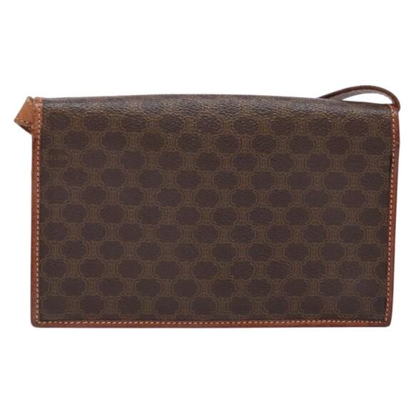 CELINE Macadam Canvas Shoulder Bag Pvc Leather Brown Gold - Picture 3 of 12